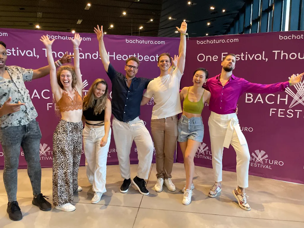 Expressive dance pose at a Bachata festival event